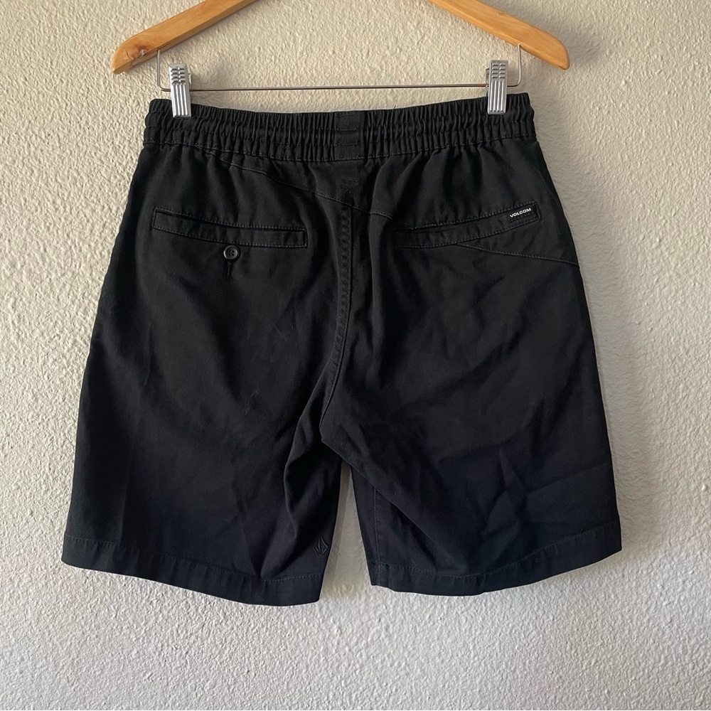 Volcom Frickin Elastic Waist Shorts Mens S Black Chino Drawstring Pockets Skater - Picture 5 of 12